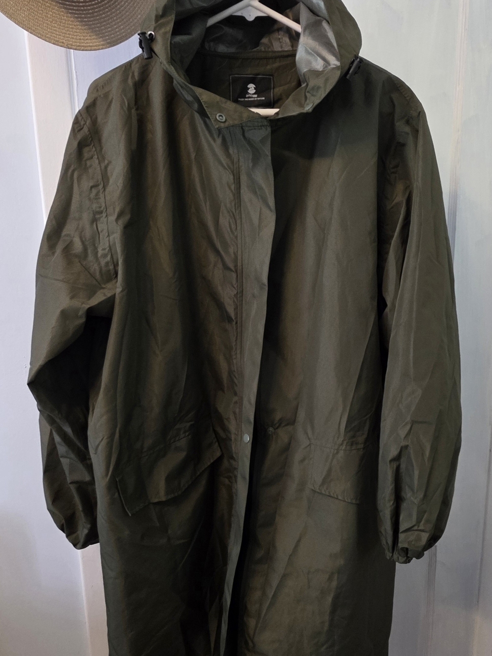 Women's Olive Hooded Raincoat with Breathable Mesh Lining - Picture 2 of 5